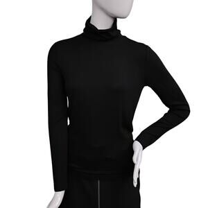 LOFT Long Sleeve Top Size Medium Black Turtle Neck Jersey Material NWT